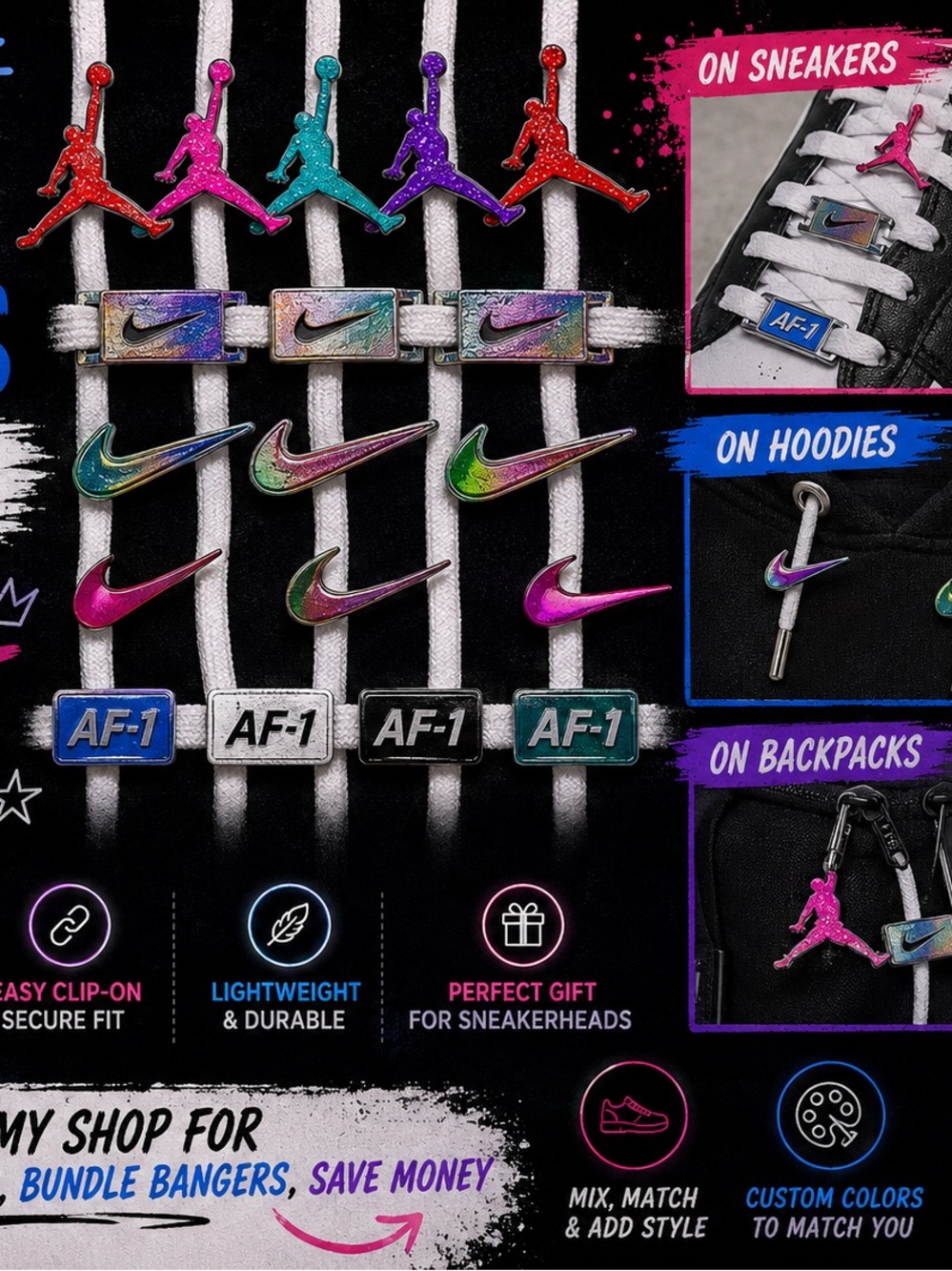 Nike Jordan AF-1 Multi-Color Sneaker Charms !!Mix n Match 4 + BONUS OFFER!!